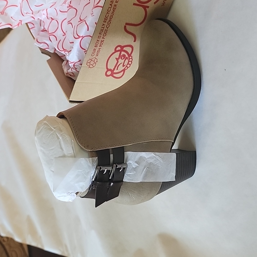 Brand new in box tan buckle bootie